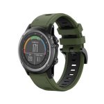 For Garmin Fenix 3 HR 26mm Two-Color Sports Silicone Watch Band (ΠΡΑΣΙΝΟ + ΜΑΥΡΟ)