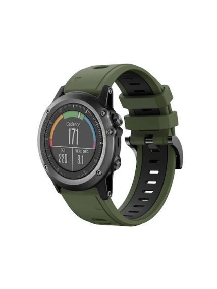 For Garmin Fenix 3 HR 26mm Two-Color Sports Silicone Watch Band (ΠΡΑΣΙΝΟ + ΜΑΥΡΟ)