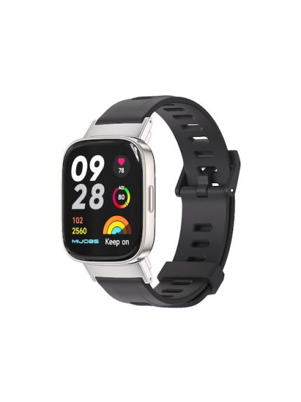 Για Redmi Watch 3 Mijobs Flat Hole Breathable TPU Watch Band (Black+Silver)