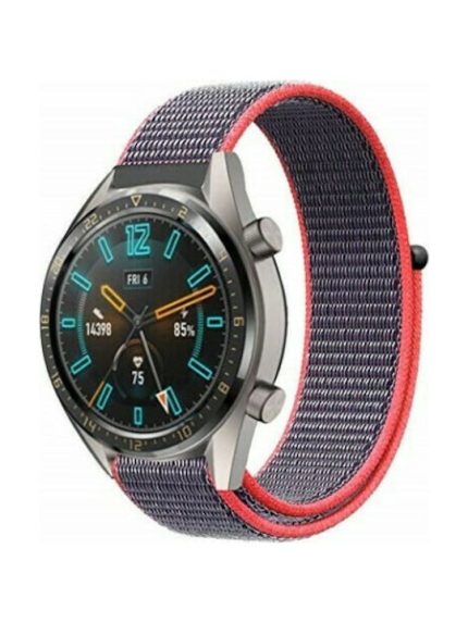 Nylon Velcro Υφασμάτινο Μπρασελέ 22mm για Huawei Watch GT/Watch 2 Pro / Honor Watch Magic - Κόκκινο / Γκρι