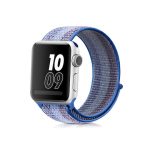 Για Apple Watch Series 7 41mm / 6 & SE & 5 & 4 40mm / 3 & 2 & 1 38mm Nylon Loop Watch Band (Striped Lake Blue)
