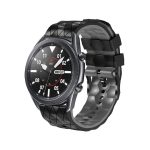 Για Samsung Galaxy Watch 46mm 22mm μοτίβο ποδοσφαίρου Λουράκι σιλικόνης δύο χρωμάτων (Μαύρο+Γκρι)