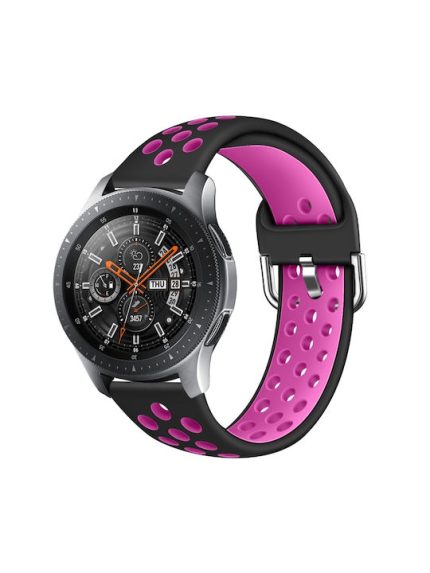 Για Galaxy Watch 46 / S3 / Huawei Watch GT 1 / 2 Έξυπνο ρολόι 22 χιλιοστών, διπλό έγχρωμο λουράκι ρολογιού σιλικόνης, Μέγεθος: L (Black Rose Purple)