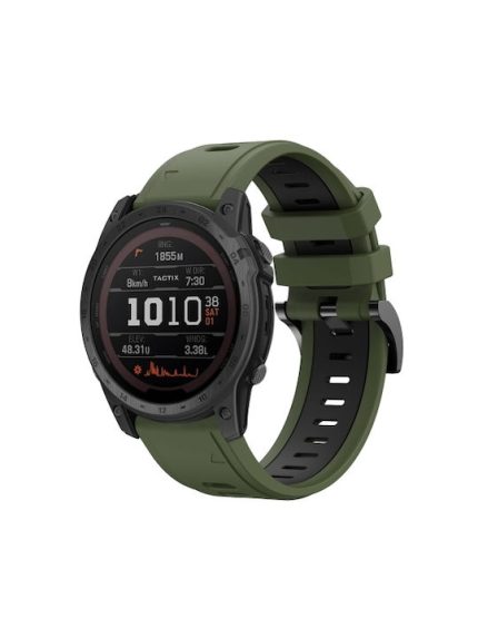 For Garmin TACTIX 7 / 7Pro 26mm Two-Color Sports Silicone Watch Band (ΜΑΥΡΟ +ΠΡΑΣΙΝΟ )