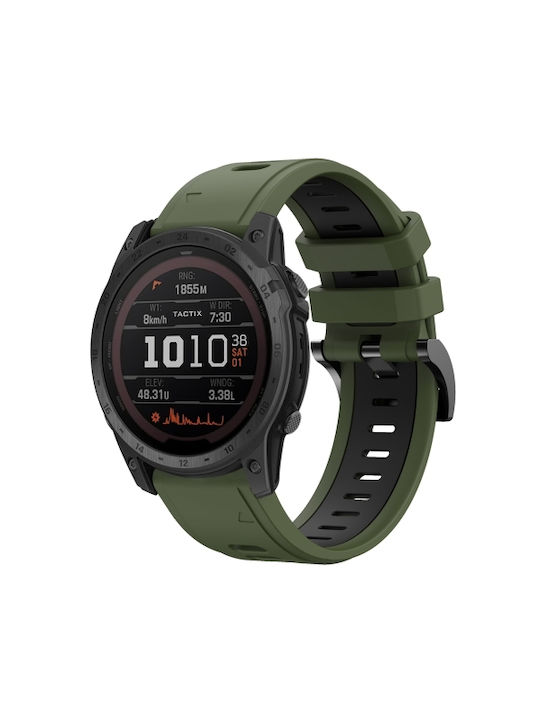 0bb595a0-d41c-425c-a044-c0878c27f727_0.jpg For Garmin TACTIX 7 / 7Pro 26mm Two-Color Sports Silicone Watch Band (ΜΑΥΡΟ +ΠΡΑΣΙΝΟ ) - Image 1