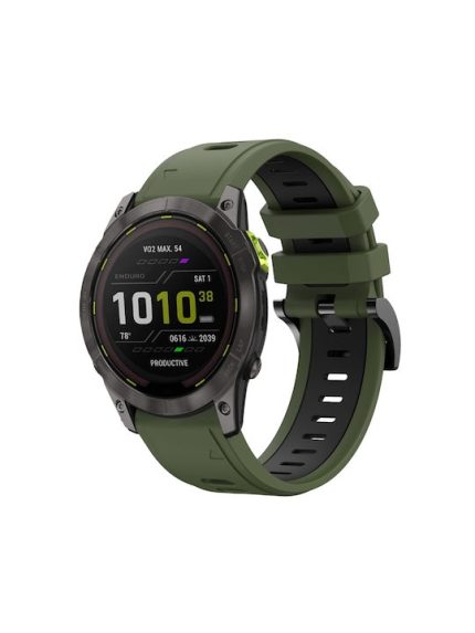 Για Garmin Enduro 2 26mm δίχρωμο λουράκι  σιλικόνης (Army Green + Black)Garmin Fenix7X, Fenix ​​7X Solar, TACTIX 7/ 7 Pro, TACTIX DELTA, Enduro, VERTIX2, Fenix ​​6X , Fenix ​​6X Pro, Fenix ​​6X Sapphire GPS, Fenix ​​5X Sapphire, Fenix ​​5x,