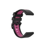 Για Garmin Fenix ​​7 22mm, δίχρωμη ζώνη ρολογιών σιλικόνης (Black Magenta)