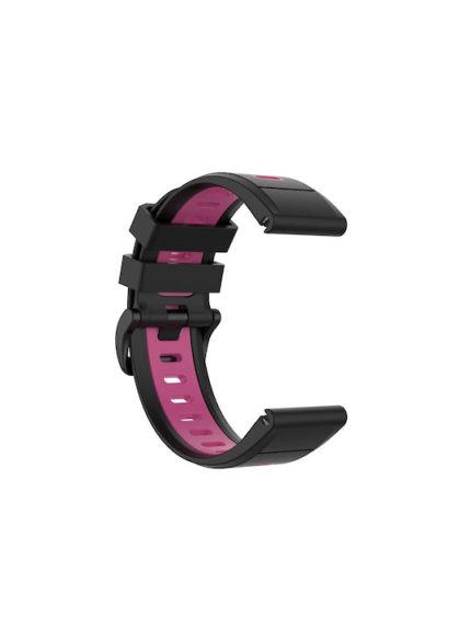 Για Garmin Fenix ​​7 22mm, δίχρωμη ζώνη ρολογιών σιλικόνης (Black Magenta)