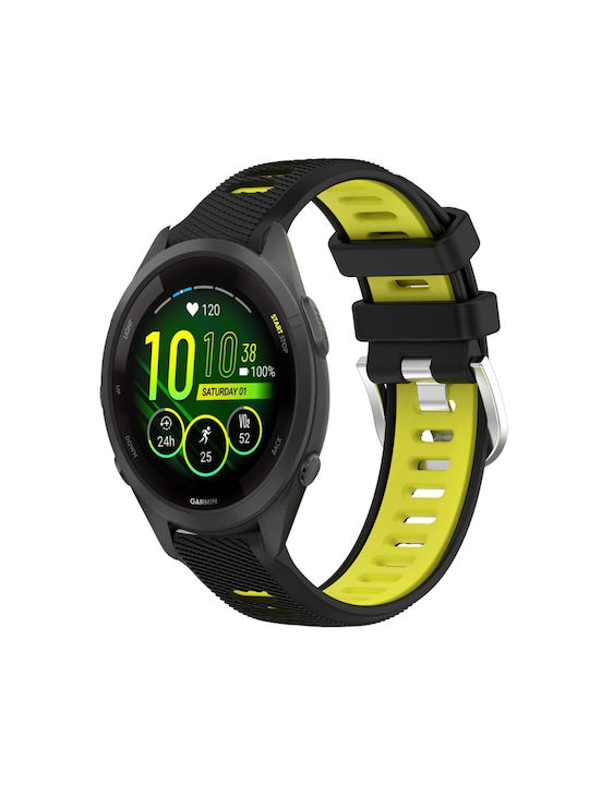 0e18b12c-c719-4db2-a935-3e5d21099efd_0.jpg For Garmin Forerunner 265S 18mm Sports Two-Color Steel Buckle Silicone Watch Band(Black+Lime Green) - Image 1