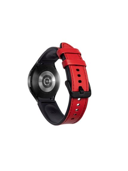 For Samsung Galaxy Watch5 Pro 45mm/5 44mm/5 40mm Silicone + Leather Black Buckle Watch Band(Red)