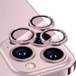 ENKAY Glitter Rear Lens Aluminium Alloy Tempered Glass Film For iPhone 14 Pro / 14 Pro Max(Pink)