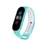 For Xiaomi Mi Band 5 Two-tone Silicone Breathable Watch Band (ΓΑΛΑΖΙΟ + ΓΚΡΙ)