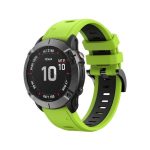 For Garmin Fenix 6X Sapphire 26mm Two-Color Sports Silicone Watch Band (ΠΡΑΣΙΝΟ + ΜΑΥΡΟ )