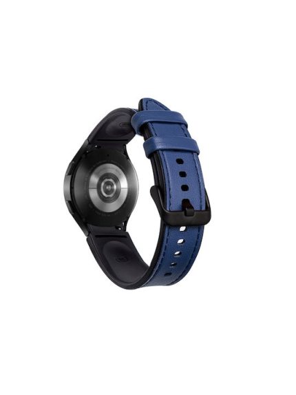 For Samsung Galaxy Watch5 Pro 45mm/5 44mm/5 40mm Silicone + Leather Black Buckle Watch Band(Blue)