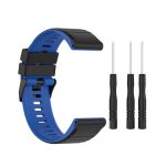 For Garmin Fenix 7 26mm Two-color Silicone Watch Band  (Black /  Blue)