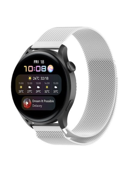 Για Huawei Watch 3 / 3 Pro 22mm Milanese Loop Watch Band (Ασημί)