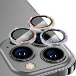 ENKAY Glitter Rear Lens Aluminium Alloy Tempered Glass Film For iPhone 14 Pro / 14 Pro Max(Colorful)