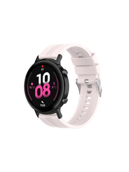 For Huawei Watch GT 2 42mm Silicone Watch Band with Silver Buckle(Quicksand Pink)