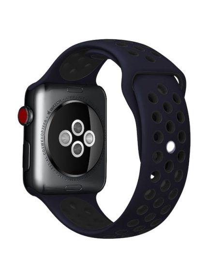 For Apple Watch Series 7 45mm / 6 & SE & 5 & 4 44mm / 3 & 2 & 1 42mm Fashionable Classical Silicone Sport Watch Band ( Black)