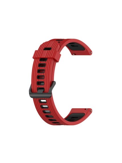 Για Samsung Galaxy Watch4/Active2 Ζώνη ρολογιών σιλικόνης 20 mm με δύο χρώματα (κόκκινο μαύρο)