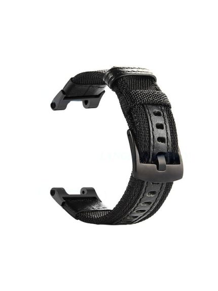 For Amazfit T-Rex / T-Rex Pro / Ares Leather Nylon Watch Band (Black)