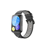 Για Huawei Watch Fit 2 Δίχρωμη διάτρητη ζώνη ρολογιών σιλικόνης (Μαύρο+Γκρι)