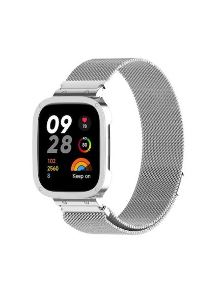Για Xiaomi Redmi Watch 3  2 in 1 Milan Metal Watch Band με πλαίσιο ρολογιού (ασημί)