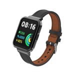 Για το Xiaomi Redmi Watch 2 Γνήσια δερμάτινη μεταλλική θήκη Ενσωματωμένη ζώνη ρολογιού (Μαύρη)
