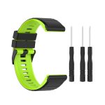 For Garmin Fenix 7 22mm Two-color Silicone Watch Band  (Black / Green)