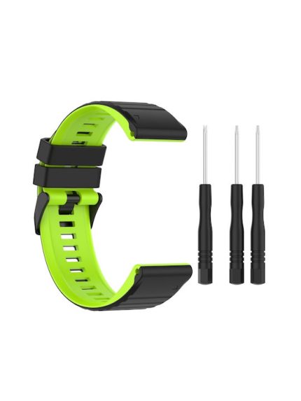 For Garmin Fenix 7 22mm Two-color Silicone Watch Band  (Black / Green)