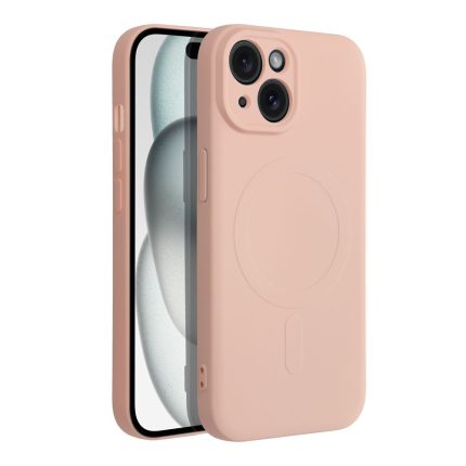 Silicone Mag Cover συμβατό με MagSafe για IPHONE 15 ροζ