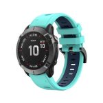 For Garmin Fenix 6X 26mm Two-Color Sports Silicone Watch Band (ΠΡΑΣΙΝΟ + ΜΠΛΕ)