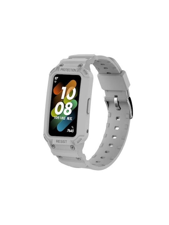 1dd02561-7b39-471b-864a-ed000b070b36_0.jpg Για Huawei Band 7 / 6 / Honor Band 6 Ενσωματωμένη ζώνη παρακολούθησης TPU (ανοιχτό γκρι) - Image 1