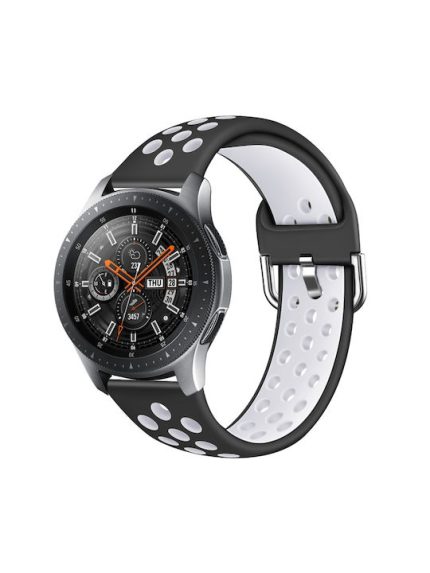 For Galaxy Watch 46 / S3 / Huawei Watch GT 1 / 2 22mm Smart Watch Silicone Double Color Watch Band, Size:S(Black White)