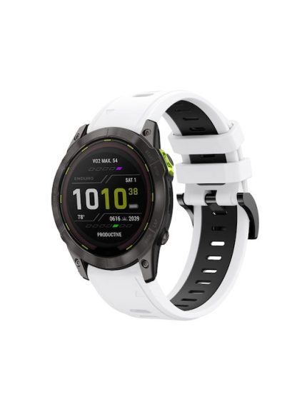Για Garmin Fenix ​​7X 26mm, δίχρωμη αθλητική ζώνη ρολογιών σιλικόνης (Λευκό+μαύρο)Fenix 7X Solar-Tactix Delta-Enduro-Fenix 6-Fenix 6X Pro-Fenix 6X Sapphire-Fenix 5X Sapphire-Fenix 5X Plus-Fenix 3-Fenix 3 HR-Fenix 3 Sapphire-Descent MK 2-Descent MK 2i- End