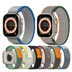 Διπλό έγχρωμο Nylon Hook and Loop Fastener Band Watch for Apple Watch Series 8&7 45mm / SE 2&6&SE&5&4 44mm / 3&2&1 42mm - Image 3