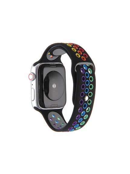 Για Apple Watch Ultra 49mm / Σειρά 8&7 45mm / SE 2&6&SE&5&4 44mm / 3&2&1 42mm Rainbow Sport Watch Band (Μαύρο)