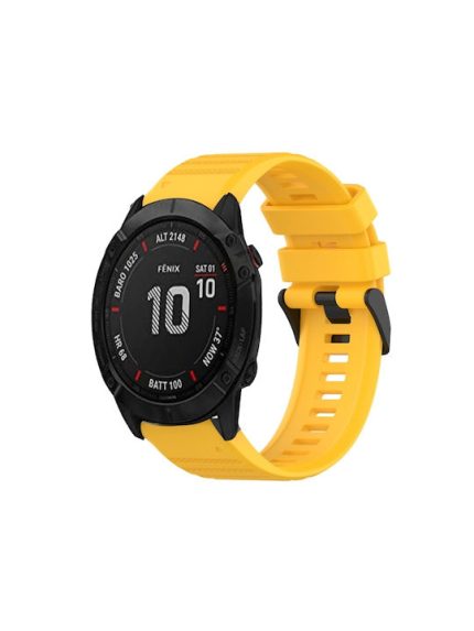 For Garmin Fenix 6X Sapphire 26mm Horizontal Texture Silicone Watch Band with Removal Tool  (Yellow)