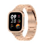 For Xiaomi Redmi Watch 3  2 in 1 Three-bead Metal Watch Band with Watch Frame(Rose Gold)