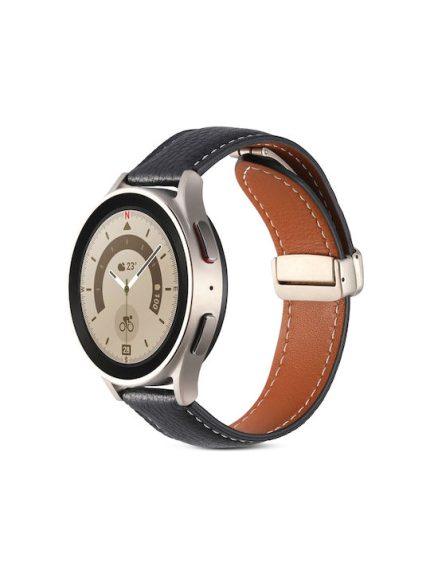 Για Coros Pace 2/Coros Apex 42mm Πτυσσόμενη πόρπη γενικής χρήσης από γνήσιο δέρμα λουράκι ρολογιού (Μαύρο)