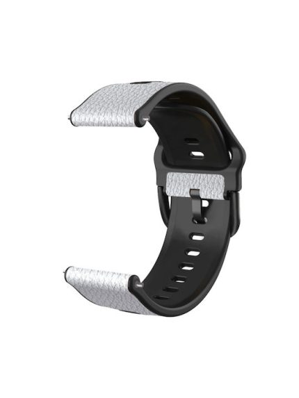 22mm For Huawei Watch GT Runner / Watch GT 3 46mm   For Huawei Watch GT 3 42mm / Watch GT 2 42mm TPU +Lychee Pattern Δερμάτινο λουρί (Λευκό)