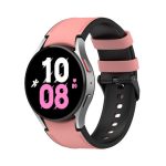 For Samsung Galaxy Watch5 44mm / 40mm Silicone Leather Black Buckle Watch Band, Size:S(Pink)