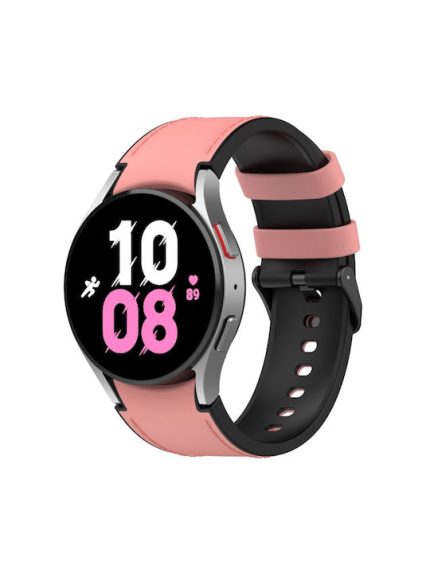 For Samsung Galaxy Watch5 44mm / 40mm Silicone Leather Black Buckle Watch Band, Size:S(Pink)