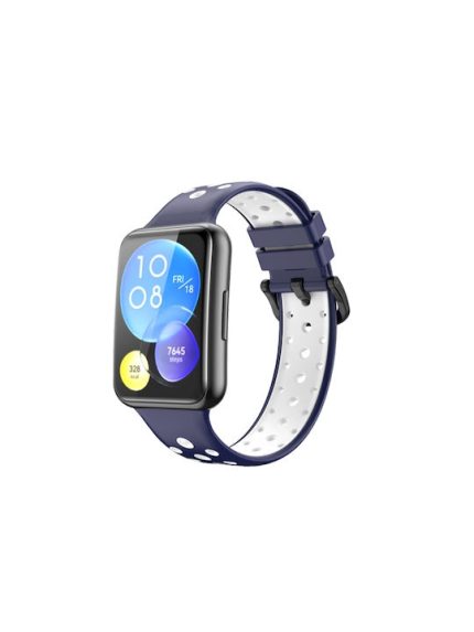 Για Huawei Watch Fit 2 Δίχρωμη διάτρητη ζώνη ρολογιών σιλικόνης (μπλε+λευκό)