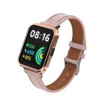 Για Xiaomi Mi Watch Lite / Redmi Watch Γνήσια δερμάτινη μεταλλική θήκη Ενσωματωμένη ζώνη ρολογιού (ανοιχτό ροζ)