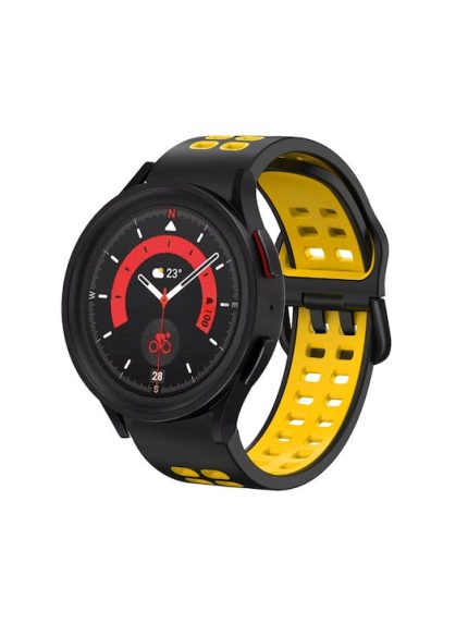 Για Samsung Galaxy Watch 5 40mm 20mm  λουράκι ρολογιών σιλικόνης δύο χρωμάτων(ΜΑΥΡΟ+ΚΙΤΡΙΝΟ)