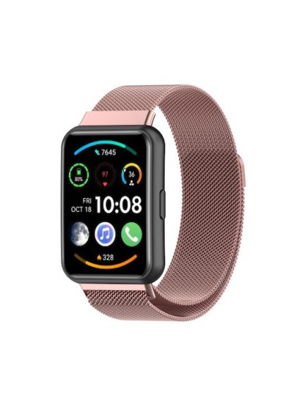 Για Huawei Watch Fit 2 Milan Μαγνητικό ρολόι από ανοξείδωτο χάλυβα (Rose Pink)