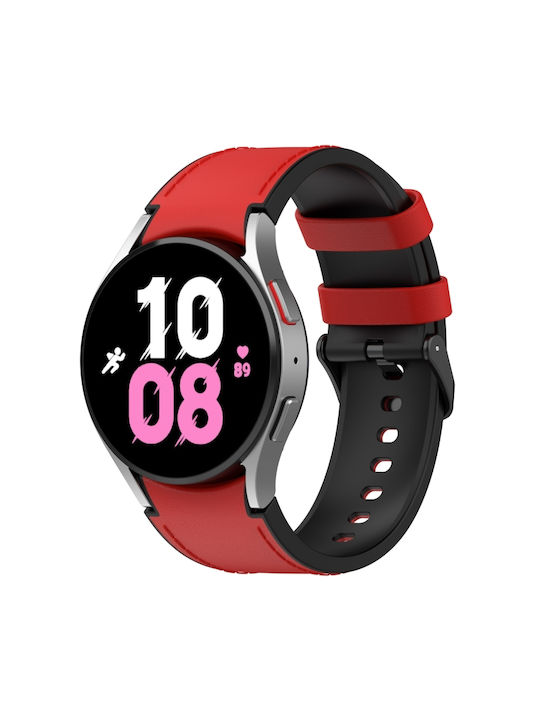 2fcc354e-8a6d-4107-9eaf-47487a449d37_0.jpg For Samsung Galaxy Watch5 44mm / 40mm Silicone Leather Black Buckle Watch Band, Size:L(Red) - Image 1