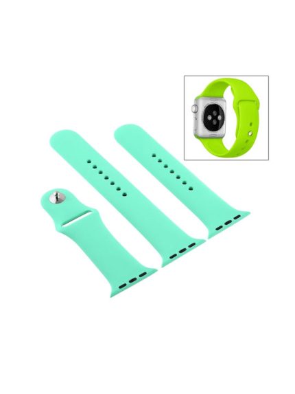 For Apple Watch Series 7 41mm / 6 & SE & 5 & 4 40mm / 3 & 2 & 1 38mm High-performance Ordinary & Longer Rubber Sport Watch Band with Pin-and-tuck Closure(Leave Fragrant Green)