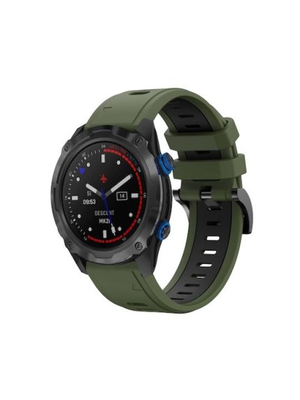 For Garmin Descent MK 2i 26mm Two-Color Sports Silicone Watch Band (ΜΑΥΡΟ + ΠΡΑΣΙΝΟ)
